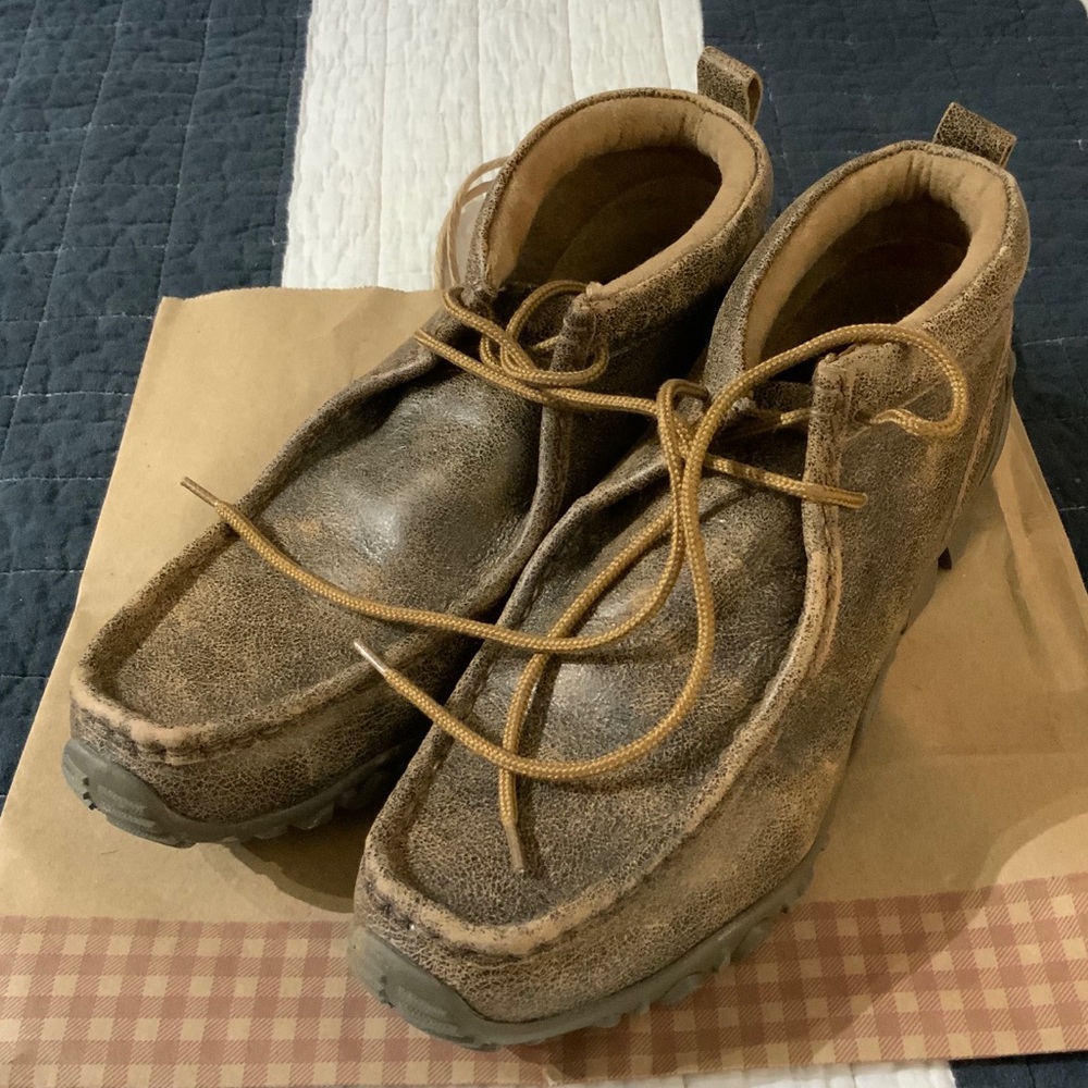Old West brown mens ankle shoes/boots sz 10